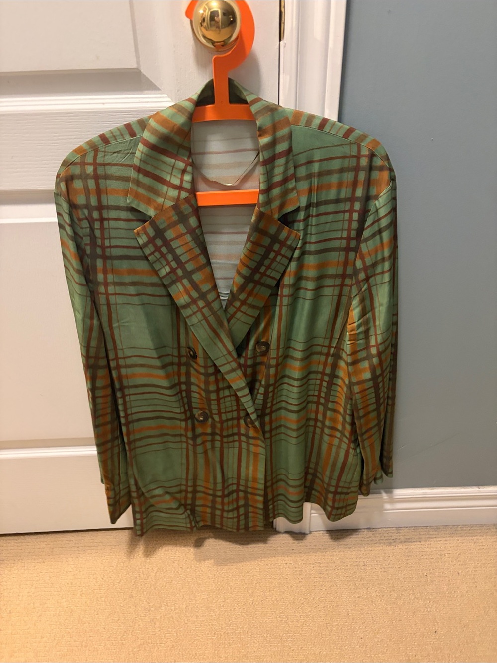Zara Edition Green and Brown Plaid Blazer
